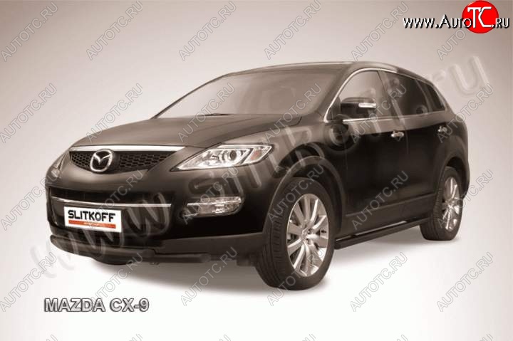 8 999 р. защита переднего бампера Slitkoff Mazda CX-9 TB дорестайлинг (2007-2009) (Цвет: серебристый)  с доставкой в г. Новочеркасск