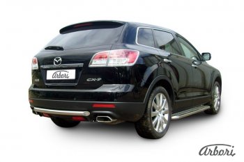 8 999 р. Защита заднего бампера Arbori (короткая, нержавейка, 1 труба d57 mm). Mazda CX-9 TB дорестайлинг (2007-2009)  с доставкой в г. Новочеркасск. Увеличить фотографию 2