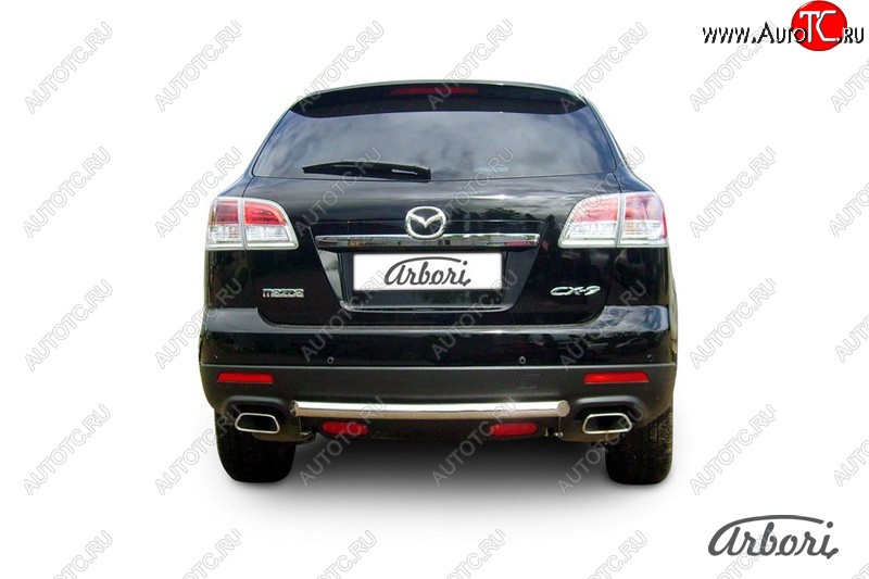 8 999 р. Защита заднего бампера Arbori (короткая, нержавейка, 1 труба d57 mm). Mazda CX-9 TB дорестайлинг (2007-2009)  с доставкой в г. Новочеркасск