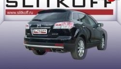 9 449 р. Защита заднего бампера из длинной трубы диаметром 57 мм Slitkoff Mazda CX-9 TB дорестайлинг (2007-2009) (Нержавейка, Полированная)  с доставкой в г. Новочеркасск. Увеличить фотографию 1