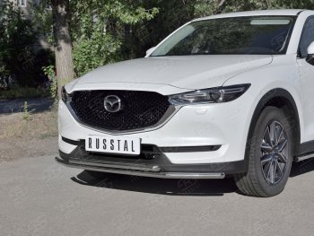 Защита переднего бампера (2 трубыØ42 мм, нержавейка) Russtal Mazda CX-5 KF (2016-2024)