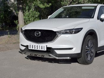 Защита переднего бампера (Ø42 мм волна с надписью, нержавейка) Russtal Mazda CX-5 KF (2016-2024)