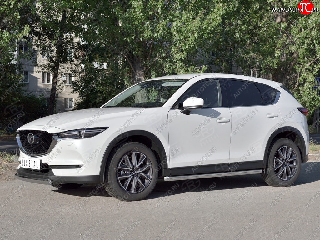 14 999 р. Защита переднего бампера из овальной трубы диаметром 75x42 мм Russtal Mazda CX-5 KF (2016-2025)  с доставкой в г. Новочеркасск