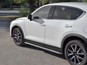 21 699 р. Широкая защита порогов с трубой диаметром 42 мм SLITKOFF v1 Mazda CX-5 KF (2016-2024)  с доставкой в г. Новочеркасск. Увеличить фотографию 2