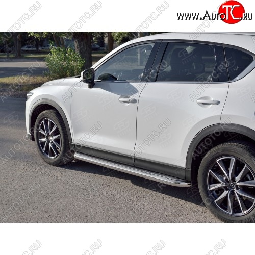 26 999 р. Порожки для ног (Ø63) SLITKOFF  Mazda CX-5  KF (2016-2025) (лист - алюминий, профиль - сталь)  с доставкой в г. Новочеркасск