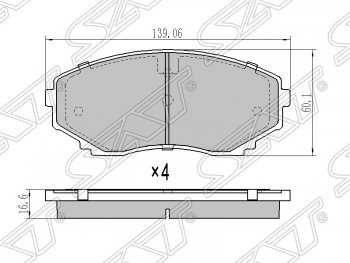 1 359 р. Колодки тормозные SAT (передние)  Mazda CX-7  ER (2006-2010), Mazda CX-9  TB (2007-2015), Mazda MPV  LY (2006-2016), Mitsubishi Pajero Sport  QE (2015-2021)  с доставкой в г. Новочеркасск. Увеличить фотографию 1