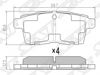 819 р. Колодки тормозные задние SAT  Mazda CX-7  ER - MPV  LY  с доставкой в г. Новочеркасск. Увеличить фотографию 1