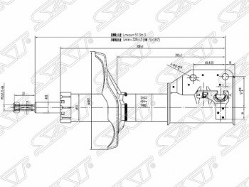 2 699 р. Левый амортизатор передний SAT Mazda 323/Familia седан BJ дорестайлинг (1998-2000)  с доставкой в г. Новочеркасск. Увеличить фотографию 1