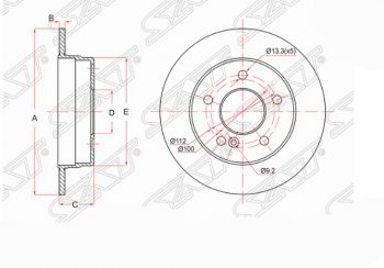 Задний тормозной диск SAT (не вентилируемый, d258 мм) Mercedes-Benz C-Class W202 дорестайлинг седан (1993-1997)