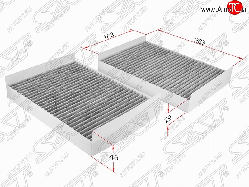 739 р. Фильтр салонный SAT (комплект, угольный, 263х183х45/29 mm)  Mercedes-Benz CL class  C216 - S class  W221  с доставкой в г. Новочеркасск