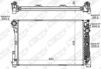 9 099 р. Радиатор двигателя SAT (пластинчатый, МКПП/АКПП) Mercedes-Benz C-Class W204 дорестайлинг седан (2007-2011)  с доставкой в г. Новочеркасск. Увеличить фотографию 1