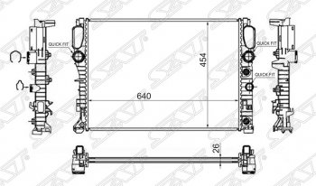 Радиатор двигателя SAT (пластинчатый, 2.0/2.0D/2.2D/2.3/2.4/2.8/3.0/3.2/3.5, МКПП/АКПП) Mercedes-Benz E-Class W211 дорестайлинг седан (2002-2006)