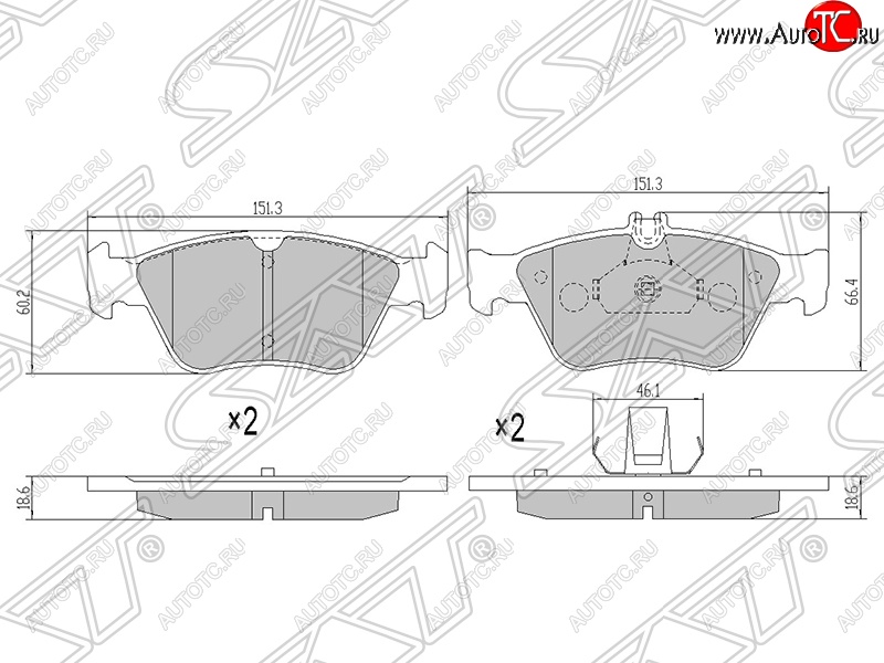 1 449 р. Колодки тормозные передние SAT  Mercedes-Benz C-Class  W202 - E-Class  W210  с доставкой в г. Новочеркасск