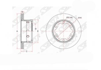 Задний тормозной диск SAT Mercedes-Benz (Мерседес-Бенс) Sprinter (Спринтер)  W901 (1995-2000) W901