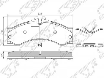 1 849 р. Колодки тормозные (передние/задние)SAT  Mercedes-Benz Sprinter W906 рестайлинг (2014-2018)  с доставкой в г. Новочеркасск. Увеличить фотографию 1