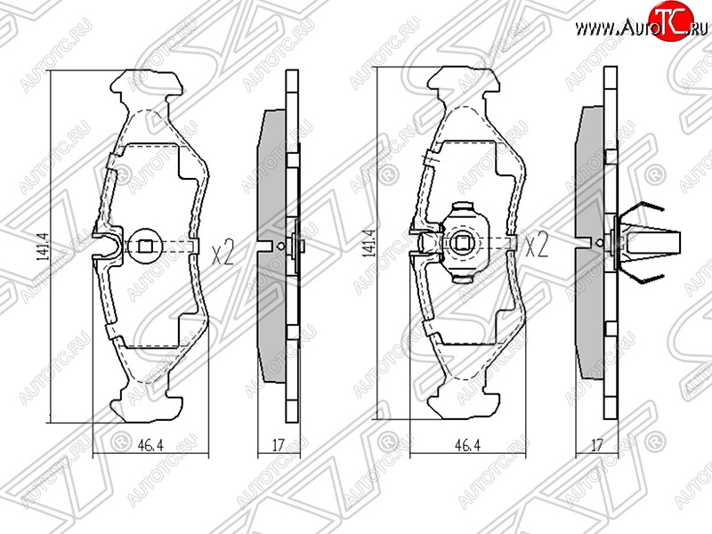 869 р. Колодки тормозные задние SAT Mercedes-Benz Sprinter W901 (1995-2000)  с доставкой в г. Новочеркасск