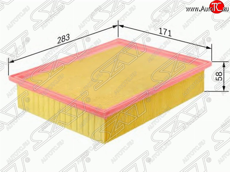 369 р. Фильтр воздушный двигателя SAT (283х171х58 mm)  Mercedes-Benz E-Class ( W124,  S124) (1984-1996) седан дорестайлинг, универсал рестайлинг  с доставкой в г. Новочеркасск