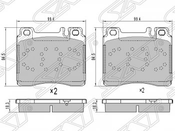 1 169 р. Колодки тормозные SAT (передние)  Mercedes-Benz E-Class ( W124,  S124) - S class  W140  с доставкой в г. Новочеркасск. Увеличить фотографию 1
