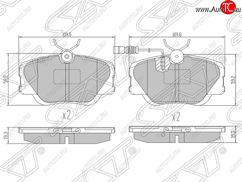 1 099 р. Колодки тормозные SAT (передние)  Mercedes-Benz C-Class  W201 - E-Class ( W124,  S124)  с доставкой в г. Новочеркасск