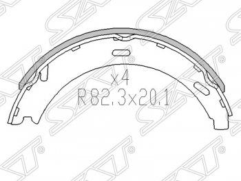 899 р. Колодки ручного тормоза SAT  Mercedes-Benz B-Class (W245/T245), C-Class (W202,  W203), E-Class (W124,  S124,  W210)  с доставкой в г. Новочеркасск. Увеличить фотографию 1