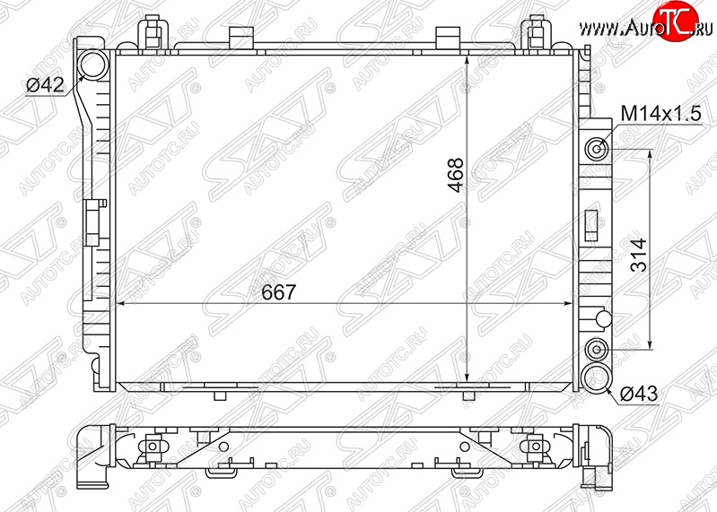 10 849 р. Радиатор двигателя SAT (пластинчатый, 3.0TD/3.5TD, МКПП/АКПП) Mercedes-Benz S class W140 Седан (1991-1998)  с доставкой в г. Новочеркасск