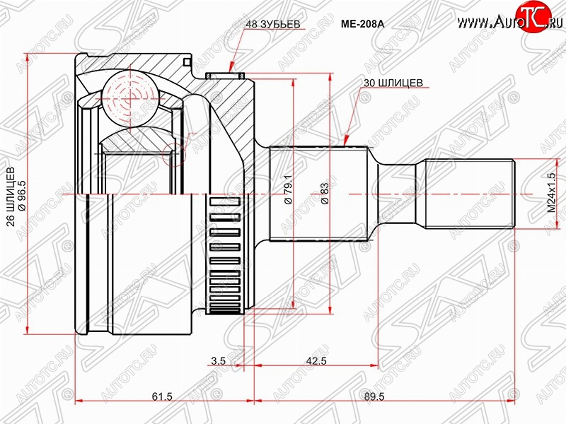 2 199 р. ШРУС SAT (наружный/ABS, 26*30*79 мм)  Mercedes-Benz ML class  W163 (1997-2005) дорестайлинг, рестайлинг  с доставкой в г. Новочеркасск