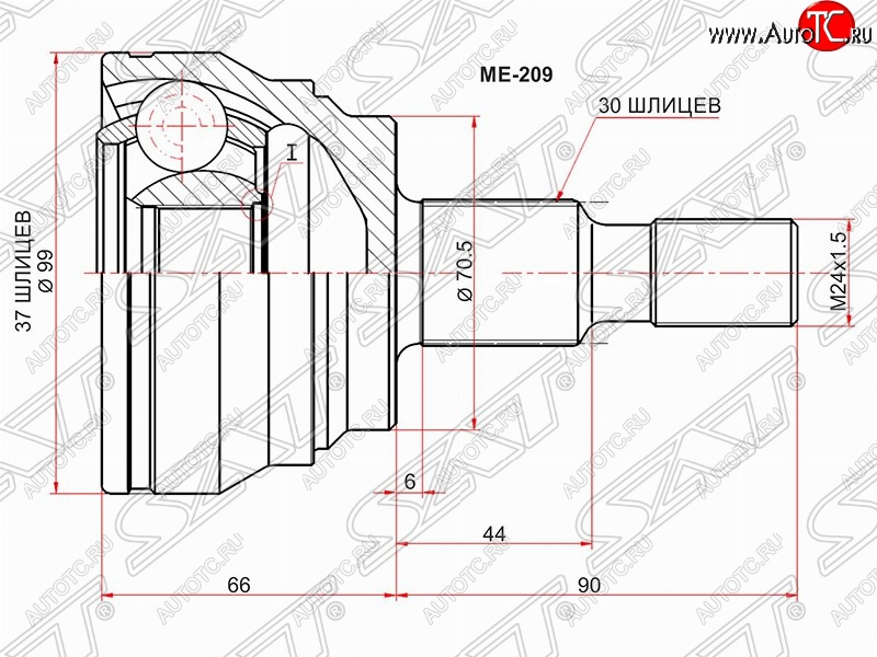 3 399 р. Шрус (наружный) SAT (37*30*70.3 мм) Mercedes-Benz ML class W166 (2011-2015)  с доставкой в г. Новочеркасск