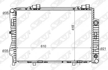 11 449 р. Радиатор двигателя (пластинчатый, 2.8/3.6, АКПП) SAT Mercedes-Benz C-Class S202 дорестайлинг универсал (1992-1997)  с доставкой в г. Новочеркасск. Увеличить фотографию 1