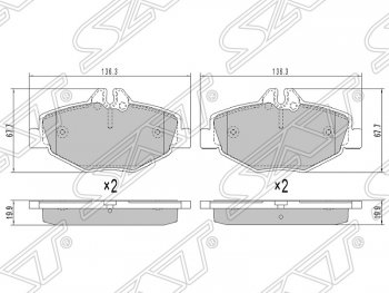 1 329 р. Колодки тормозные SAT (передние)  Mercedes-Benz E-Class  W211 (2002-2009) дорестайлинг седан, рестайлинг седан  с доставкой в г. Новочеркасск. Увеличить фотографию 1