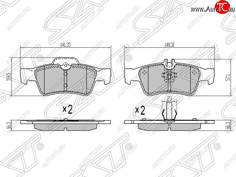 1 149 р. Колодки тормозные задние SAT  Mercedes-Benz E-Class ( W211,  W212) (2002-2012) дорестайлинг седан, рестайлинг седан, дорестайлинг седан  с доставкой в г. Новочеркасск