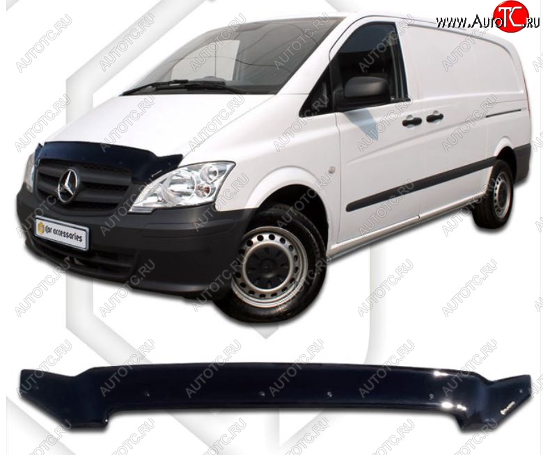 2 099 р. Дефлектор капота CA-Plastiс  Mercedes-Benz Vito  W639 (2010-2014) рестайлинг (Classic черный, Без надписи)  с доставкой в г. Новочеркасск