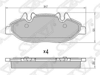 1 369 р. Колодки тормозные SAT (передние)  Mercedes-Benz Vito  W639 (2003-2014) дорестайлинг, рестайлинг  с доставкой в г. Новочеркасск. Увеличить фотографию 1