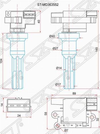 1 279 р. Катушка зажигания SAT  Mitsubishi Airtek - Outlander  CU  с доставкой в г. Новочеркасск. Увеличить фотографию 1