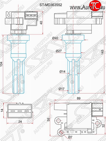 1 279 р. Катушка зажигания SAT  Mitsubishi Airtek - Outlander  CU  с доставкой в г. Новочеркасск