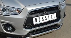 22 799 р. Защита переднего бампера (2 трубыØ63 и 42 мм, нержавейка) SLITKOFF  Mitsubishi ASX (2013-2016) 1-ый рестайлинг  с доставкой в г. Новочеркасск. Увеличить фотографию 2