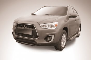 7 649 р. Защита переднего бампера d57 Slitkoff  Mitsubishi ASX (2013-2016) 1-ый рестайлинг (Цвет: серебристый)  с доставкой в г. Новочеркасск. Увеличить фотографию 1