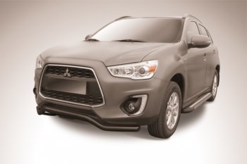 9 499 р. Защита переднего бампера d57 Slitkoff  Mitsubishi ASX (2013-2016) 1-ый рестайлинг (Цвет: серебристый)  с доставкой в г. Новочеркасск. Увеличить фотографию 1