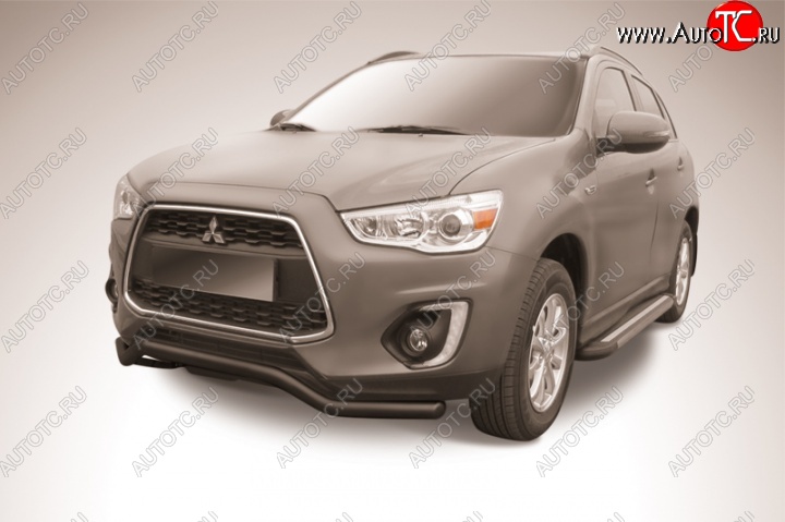 9 499 р. Защита переднего бампера d57 Slitkoff  Mitsubishi ASX (2013-2016) 1-ый рестайлинг (Цвет: серебристый)  с доставкой в г. Новочеркасск