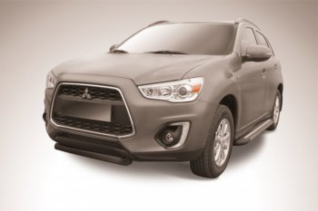 8 349 р. Защита переднего бампер d76 Slitkoff Mitsubishi ASX 1-ый рестайлинг (2013-2016) (Цвет: серебристый)  с доставкой в г. Новочеркасск. Увеличить фотографию 1