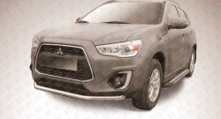 12 199 р. Одинарная защита переднего бампера из трубы диаметром 57 мм Slitkoff  Mitsubishi ASX (2013-2016) 1-ый рестайлинг (Нержавейка, Полированная)  с доставкой в г. Новочеркасск. Увеличить фотографию 1