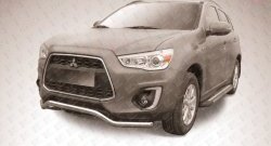 15 949 р. Фигурная защита переднего бампера диаметром 57 мм Slitkoff Mitsubishi ASX 1-ый рестайлинг (2013-2016) (Нержавейка, Полированная)  с доставкой в г. Новочеркасск. Увеличить фотографию 1