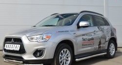 14 849 р. Защита порогов из круглой трубы диаметром 63 мм Russtal Mitsubishi ASX 1-ый рестайлинг (2013-2016) (Защита порогов с со скосами на торцах (вариант 1))  с доставкой в г. Новочеркасск. Увеличить фотографию 4