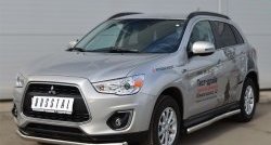 14 849 р. Защита порогов из круглой трубы диаметром 63 мм Russtal Mitsubishi ASX 1-ый рестайлинг (2013-2016) (Защита порогов с со скосами на торцах (вариант 1))  с доставкой в г. Новочеркасск. Увеличить фотографию 11