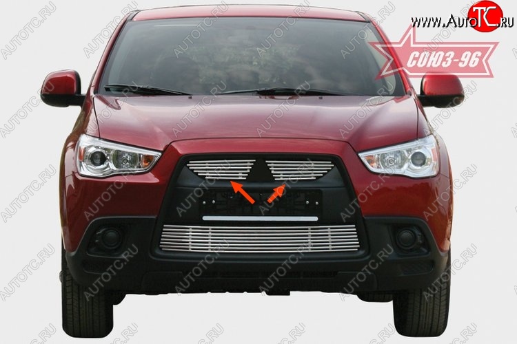 3 959 р. Декоративные элементы решетки радиатора Souz-96 (d10) Mitsubishi ASX дорестайлинг (2010-2012)  с доставкой в г. Новочеркасск