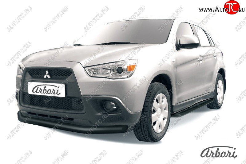 7 739 р. Защита переднего бампера Arbori (черная, 1 труба d76 mm). Mitsubishi ASX дорестайлинг (2010-2012)  с доставкой в г. Новочеркасск