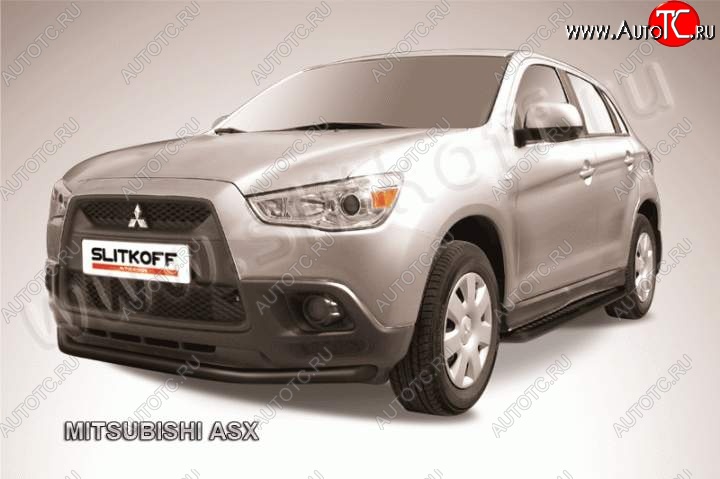 8 199 р. Защита переднего бампера из трубы d57 Slitkoff Mitsubishi ASX дорестайлинг (2010-2012) (Цвет: серебристый)  с доставкой в г. Новочеркасск