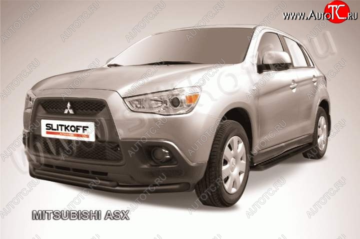 10 299 р. Защита переднего бампера из труб d57/d42 Slitkoff Mitsubishi ASX дорестайлинг (2010-2012) (Цвет: серебристый)  с доставкой в г. Новочеркасск