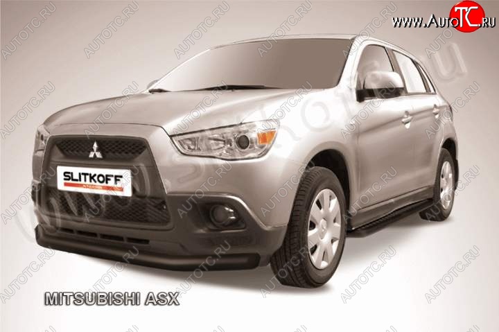 8 999 р. Защита переднего бампера из трубы d76 Slitkoff Mitsubishi ASX дорестайлинг (2010-2012) (Цвет: серебристый)  с доставкой в г. Новочеркасск