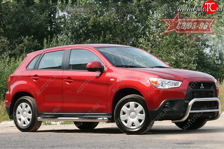 8 999 р. Защита переднего бампера Souz-96 (d60) Mitsubishi ASX дорестайлинг (2010-2012)  с доставкой в г. Новочеркасск