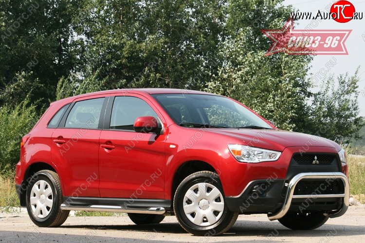 10 934 р. Защита переднего бампера Souz-96 (d76) Mitsubishi ASX дорестайлинг (2010-2012)  с доставкой в г. Новочеркасск